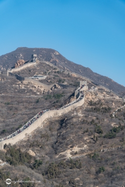 Badaling Section of the Great Wall of China Winding Through the Mountains in Winter
